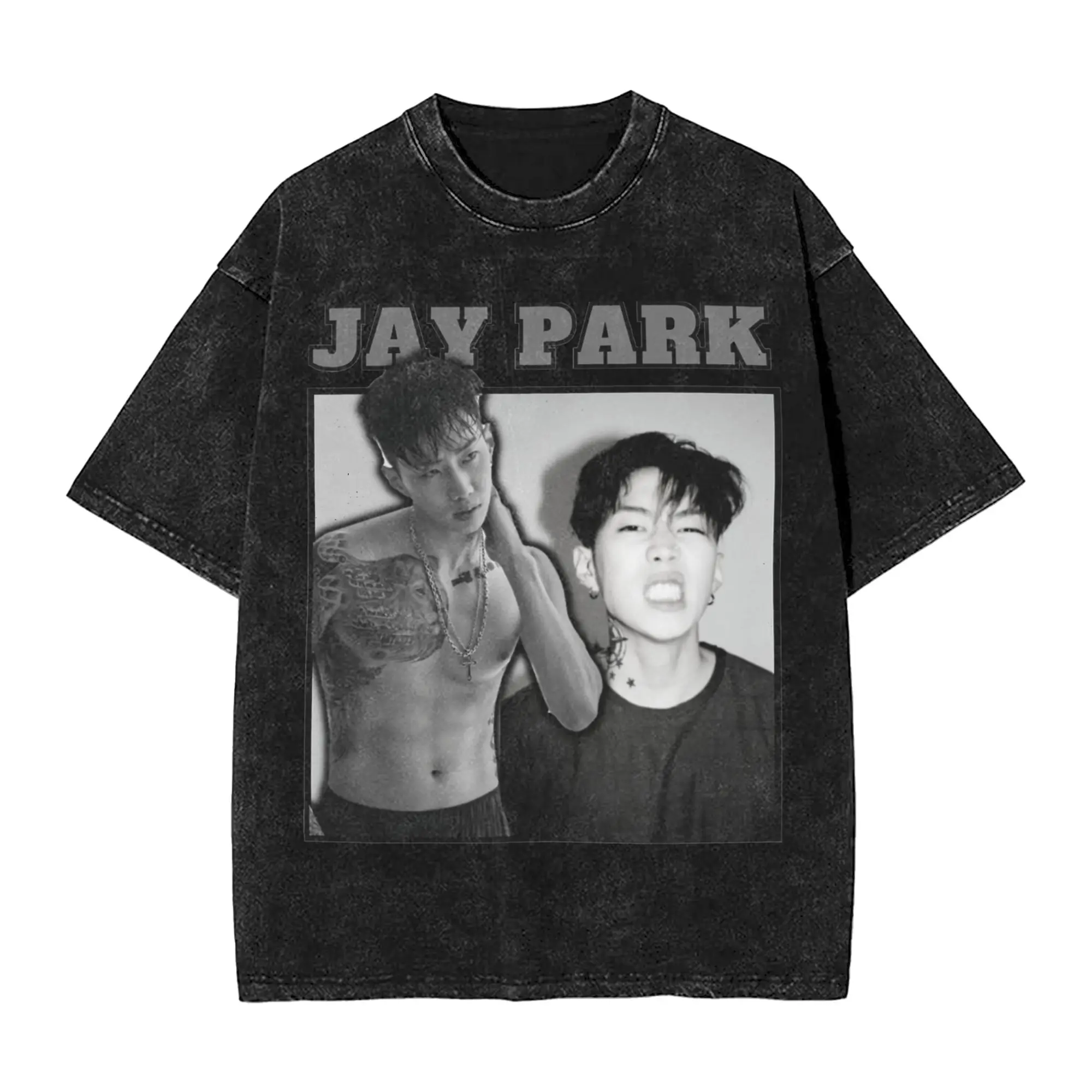 Aesthetic Jay Park Singer Vintage Washed Tshirts Unisex Crewneck Short Sleeve Tops Shirts  100%Cotton Summer Tops