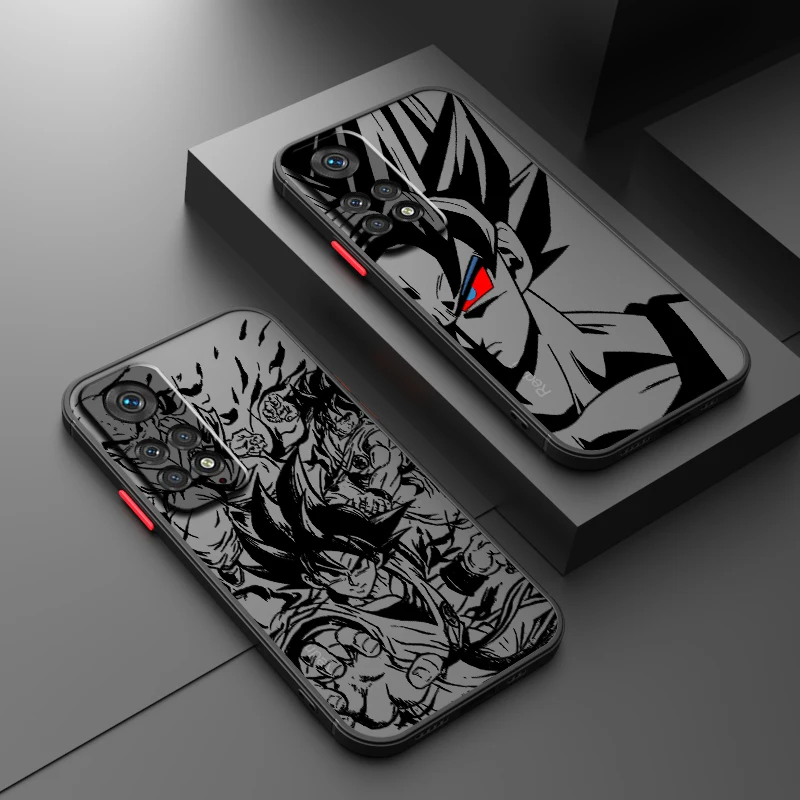 Luxury D-Dragon Ball Goku Frosted Translucent For Redmi Note 13 12 12S 12T 11 11T 11E 10 10S 9 Pro Plus 5G Cover Phone Case