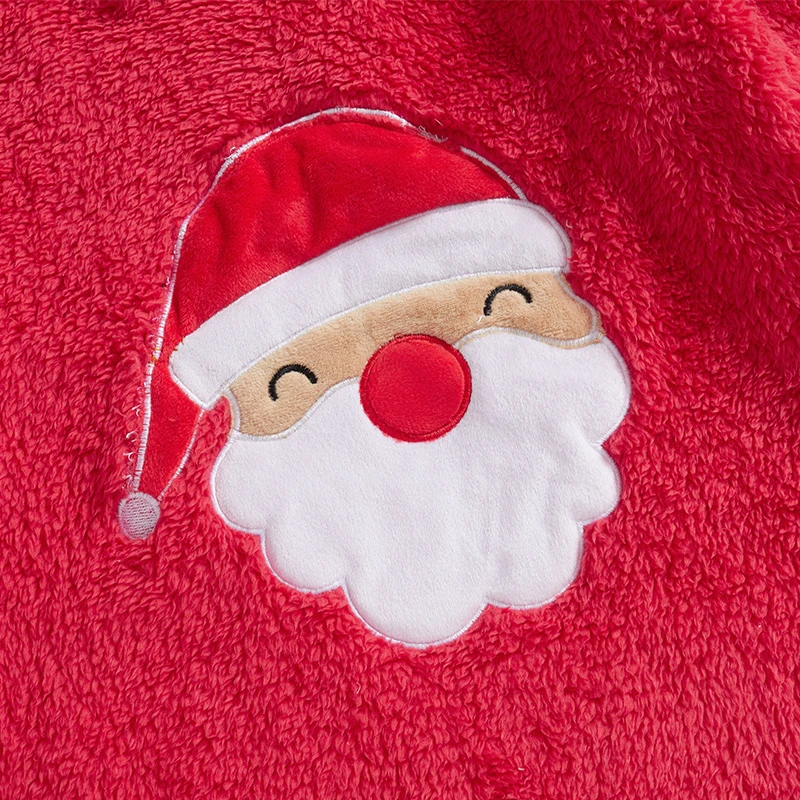 Saco de dormir de lã de rena de Natal com bordado com capuz para bebês Cobertor macio usável para meninos e meninas manga comprida