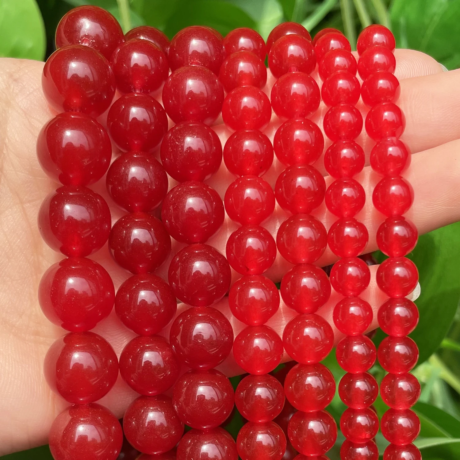 4-12mm Natural Stone Red Chalcedony Jades Round Loose Spacer Beads for Jewelry Making Needlework Diy Bracelet Accessories 15\'\'