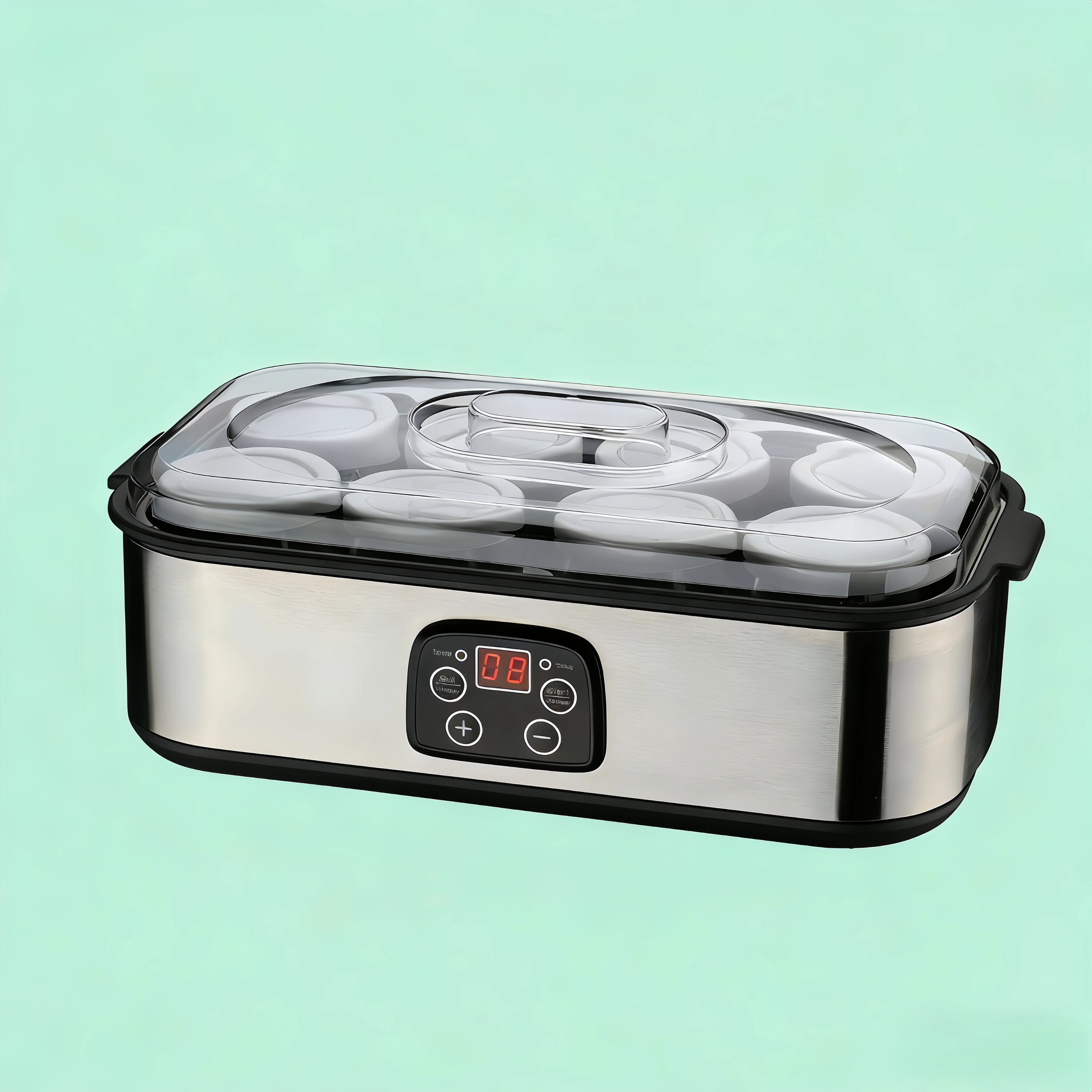 Electric Yogurt Maker Machine, 8 Jars Stainless Steel Yogurt Fermenter with 5 FREE Gifts: Bottle Opener, Egg Separator, Dish Sponge, Cleaning Cloth, Jam Spreader