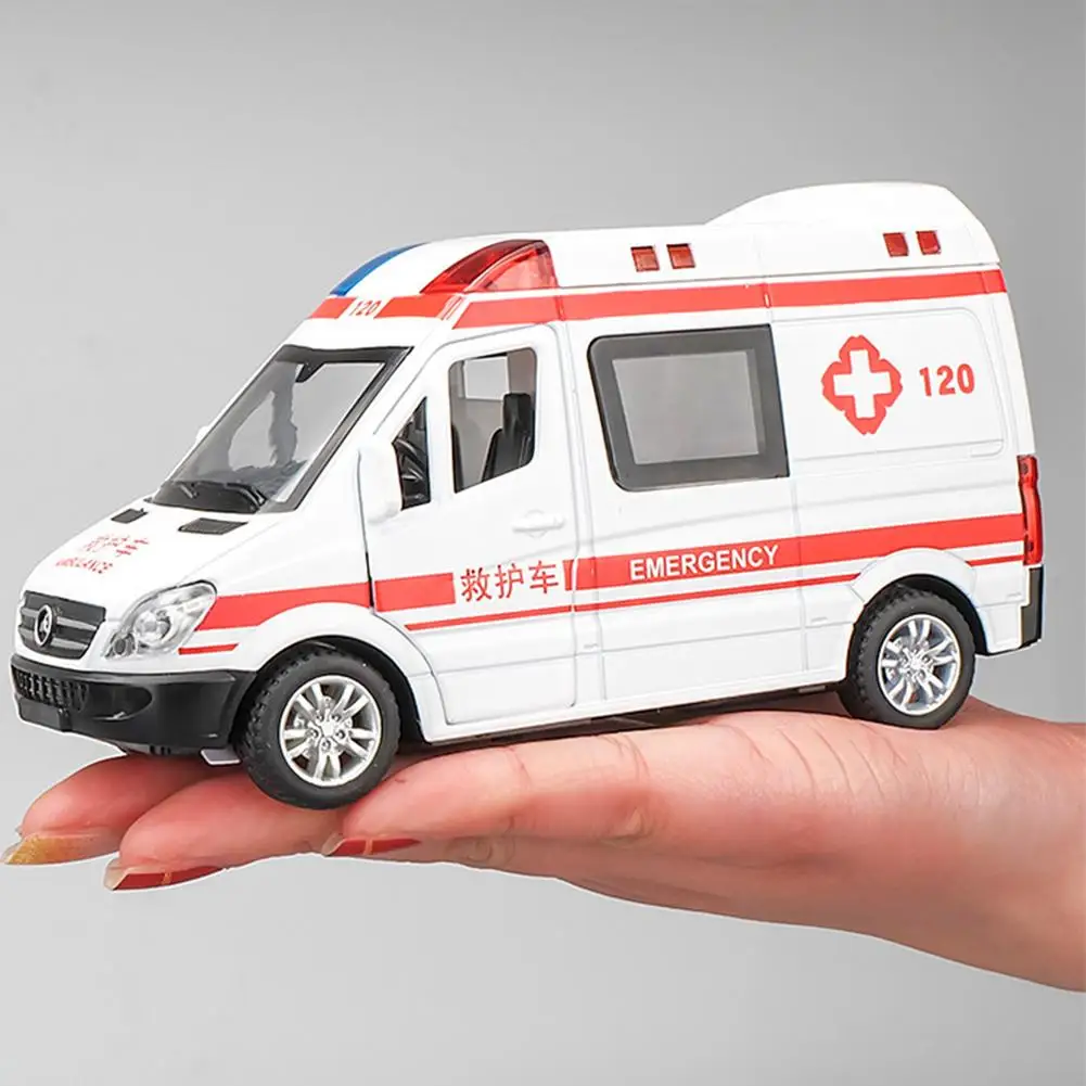 Inerzia per bambini Tirare indietro Auto giocattolo Simulazione Ambulanza Modello di auto Collezione di giocattoli Regali Giocattoli per ragazzi