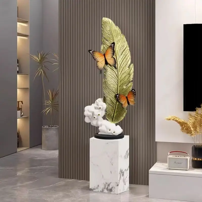 for-116X31CM Feather Floor Decoration for the Living Room an Accessory Placed Beside Large Luxurious High-end TV Cabinet）