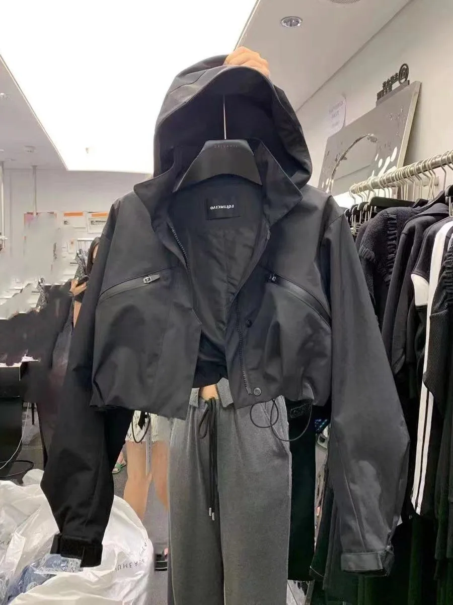 Retro Kurtka Damska z Zamkiem Błyskawicznym, Luźny Krój, Wiosenno-Jesienna, Modna, Cienka Odzież Wierzchnia, Do Pracy, Wykonana z Poliestru