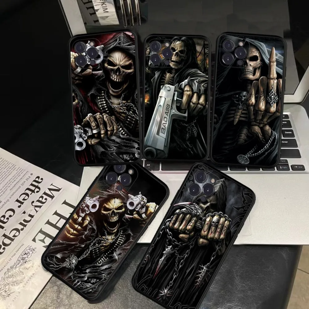 

Grim Reaper Skull Skeleton Phone Case Silicone Soft For Iphone 15 14 13 12 11 Pro Mini XS MAX 8 7 6 Plus X XS XR Cover