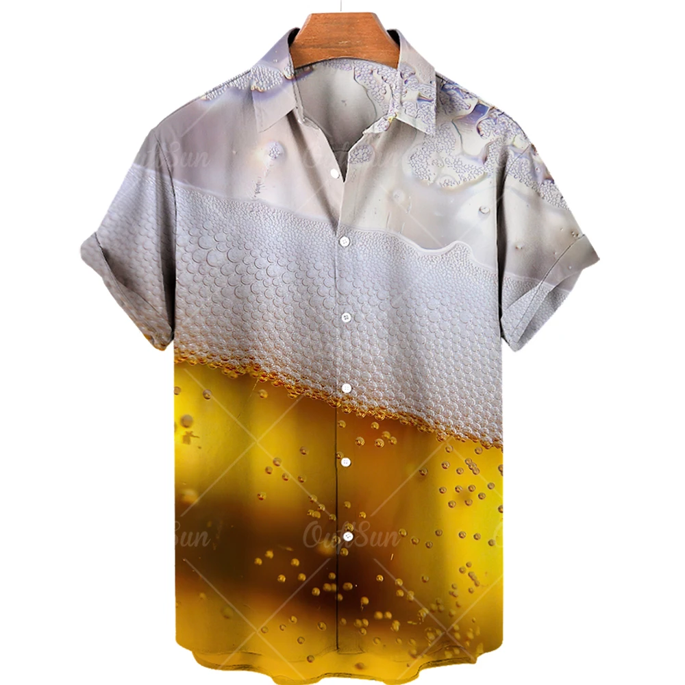 Men\'s Shirts Beer Shirts For Men Fashion Hawaiian Shirt Casual Vocation Beach Blouses Holiday Blouse Mens Clothing Camisa Summer