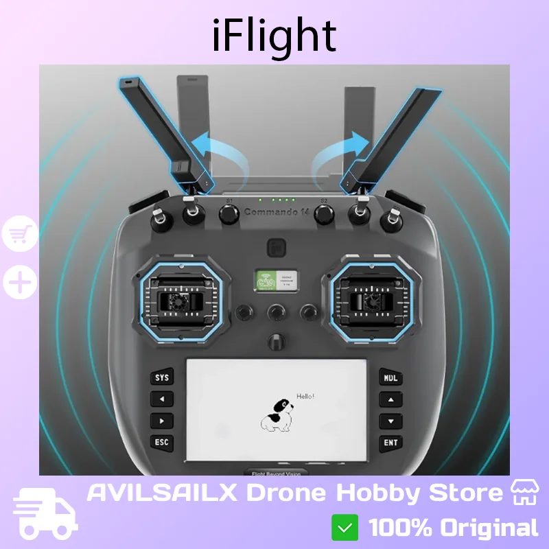 

Радиопередатчик iFlight Commando 14 GemX 2.4G 900МГц двухдиапазонный 1Вт ELRS для радиоуправляемых FPV дронов
