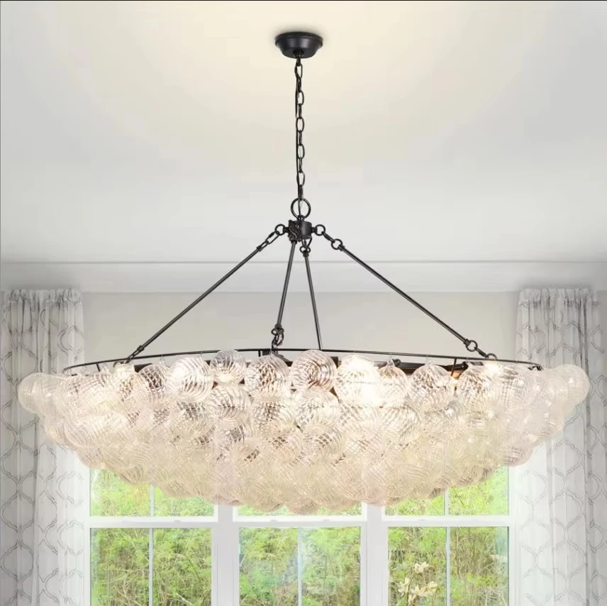 

Bubble Chandelier Modern Luxury Large Pendant Light Globe Ball Swirled Glass Chandelier for Living Room Dining Room Foyer