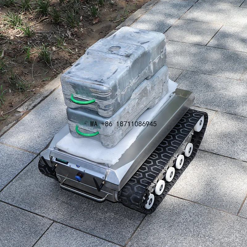Electric Remote Controlled Crawler Robot Chassis 40kg Payload 4km/h, Small Rubber Track Light Robot Platform