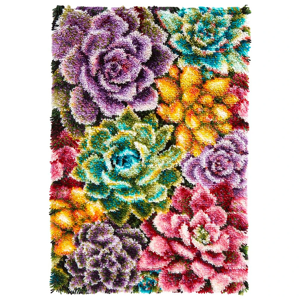 Flower Tapestry with Preprinted Canvas Pattern Unfinished Carpet embroidery set do it yourself DIY Rug making kits Home Decor