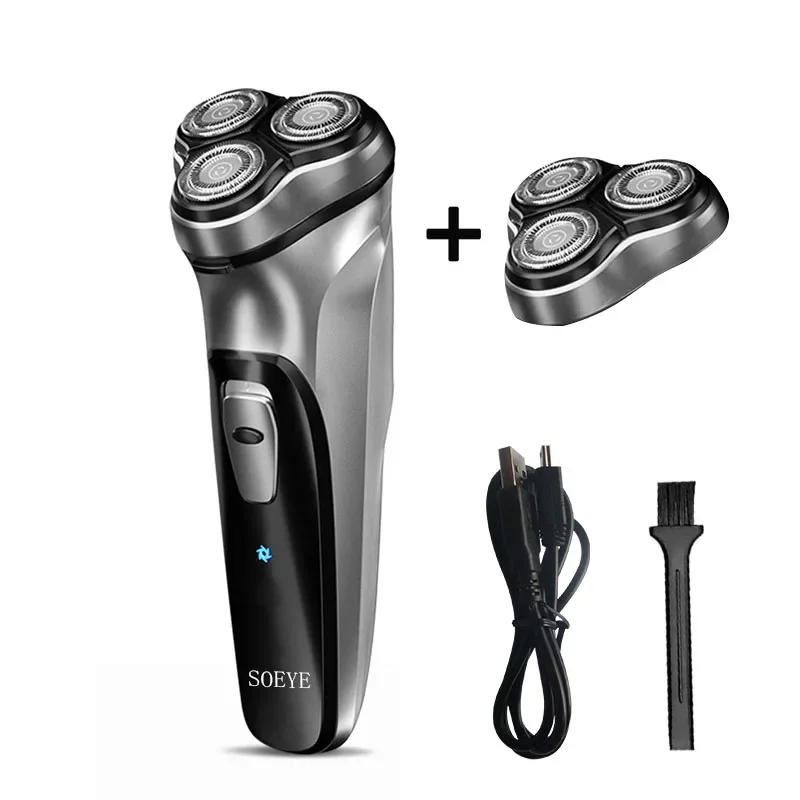 

Rechargeable Men's Electric Shaver Razor with 3 Blades - Facial Hair Trimmer Beard Shaver Machine