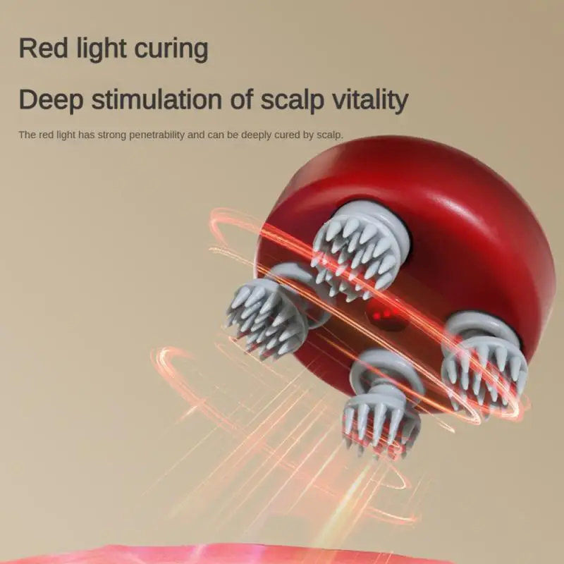 

Head Massager With Adjustable Speed For Scalp Massage Red Light For Hair Care Soft Silicone For Deep Kneading Of The Head