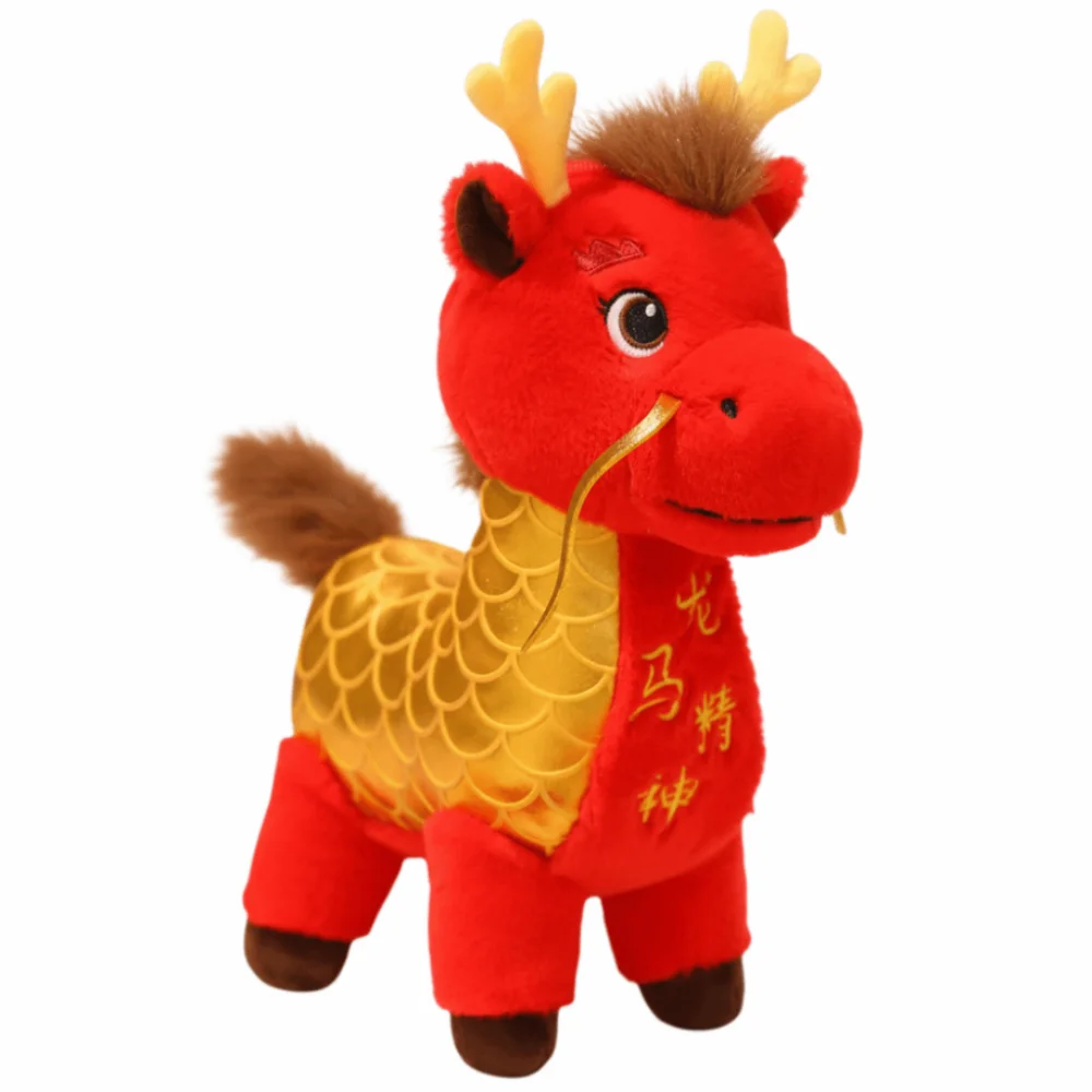 

Adorable Mascot 2026 Dragon Horse Good Luck Cute Stuffed Horse Kawaii Creative Zodiac Pony Figurine Festive Decor