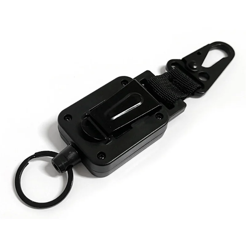 A57T Retractable Keychain Ring Carabiner Extendable Outdoor Reels Clip Easy Pull Back