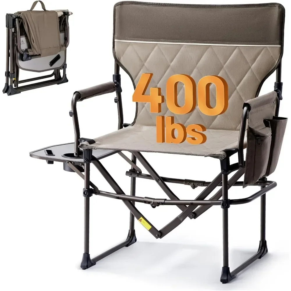 RapDuty-Chaise de camping de taille compacte, chaise de direction portable avec table d'appoint et poche pour le camping, la pelouse