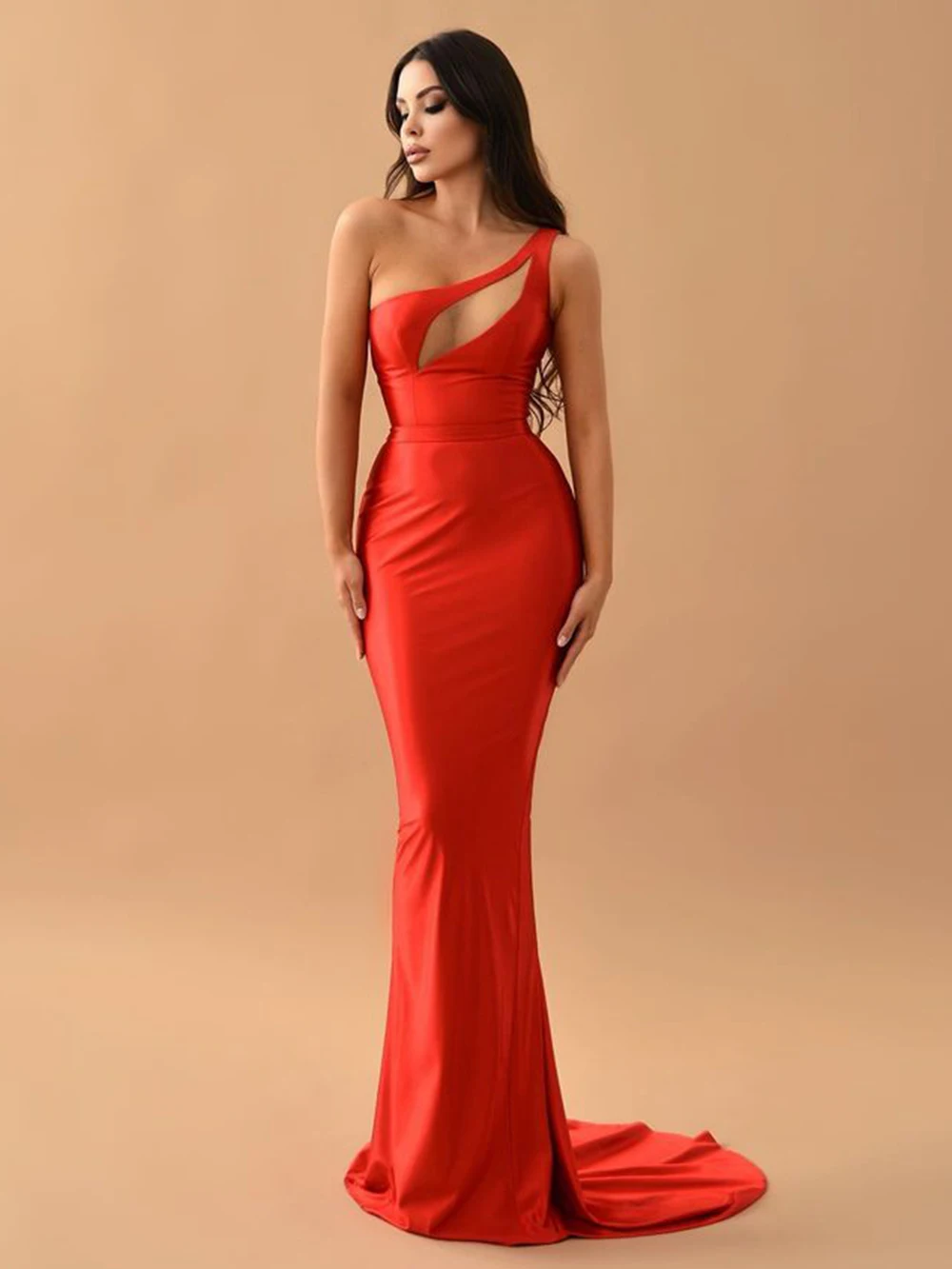 

Sexy Mermaid One Shoulder Satin Evening Dresses 2024 New Listing Long Party Dresses for Women Gala Dress Women's Elegant