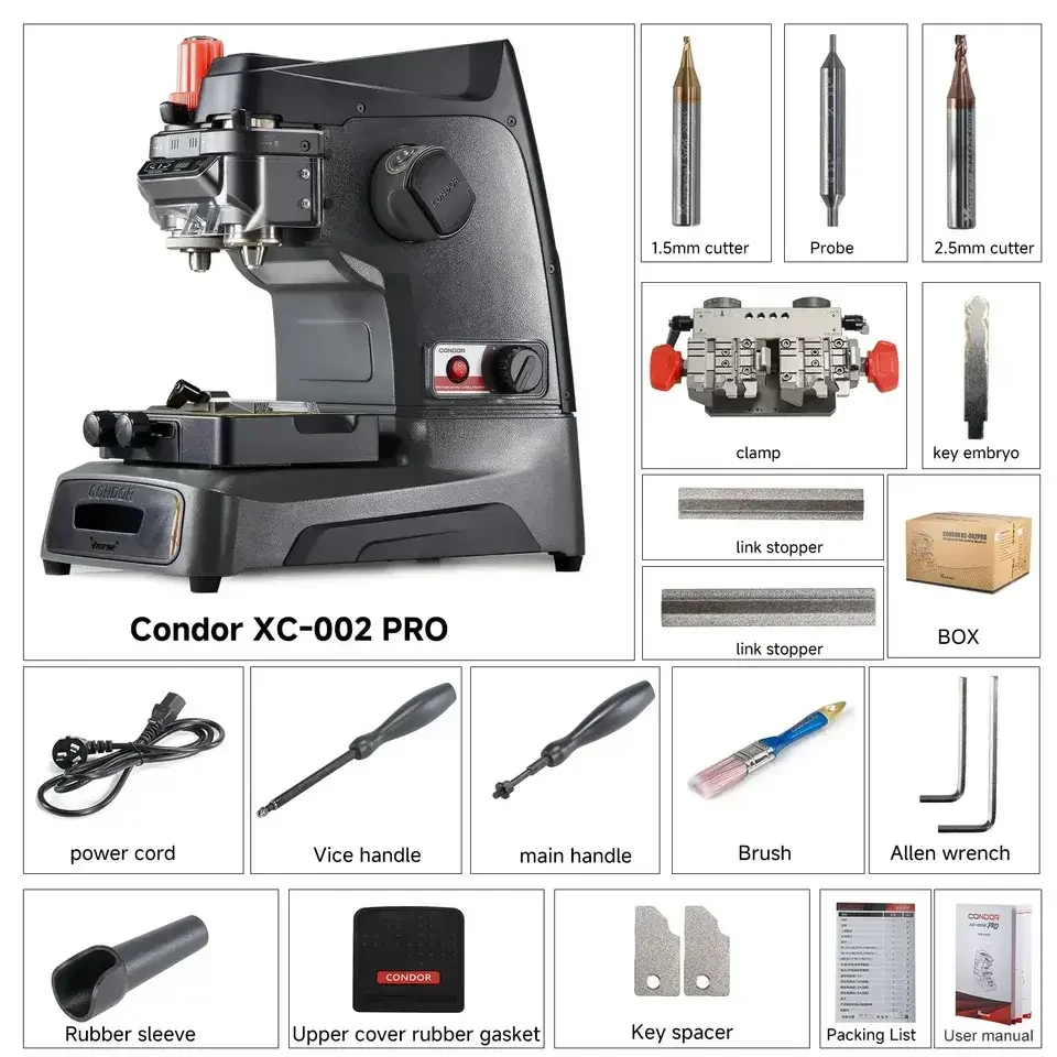Latest Xhorse Condor XC-002 Pro Manual Key Cutting Machine with Laser Printed Logo and Black Box Packaging