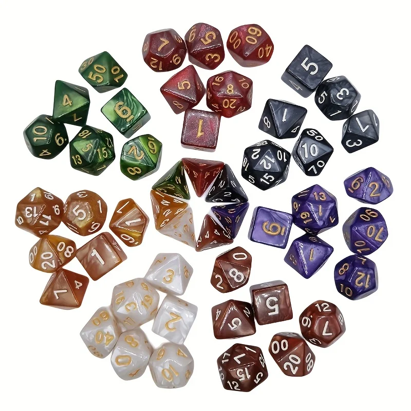 7Pcs/set Multifaceted Digital Dice Set Acrylic Table Game Opaque Polyhedral Dices for DN-D Dice Tabletop Role-Playing Game Gift