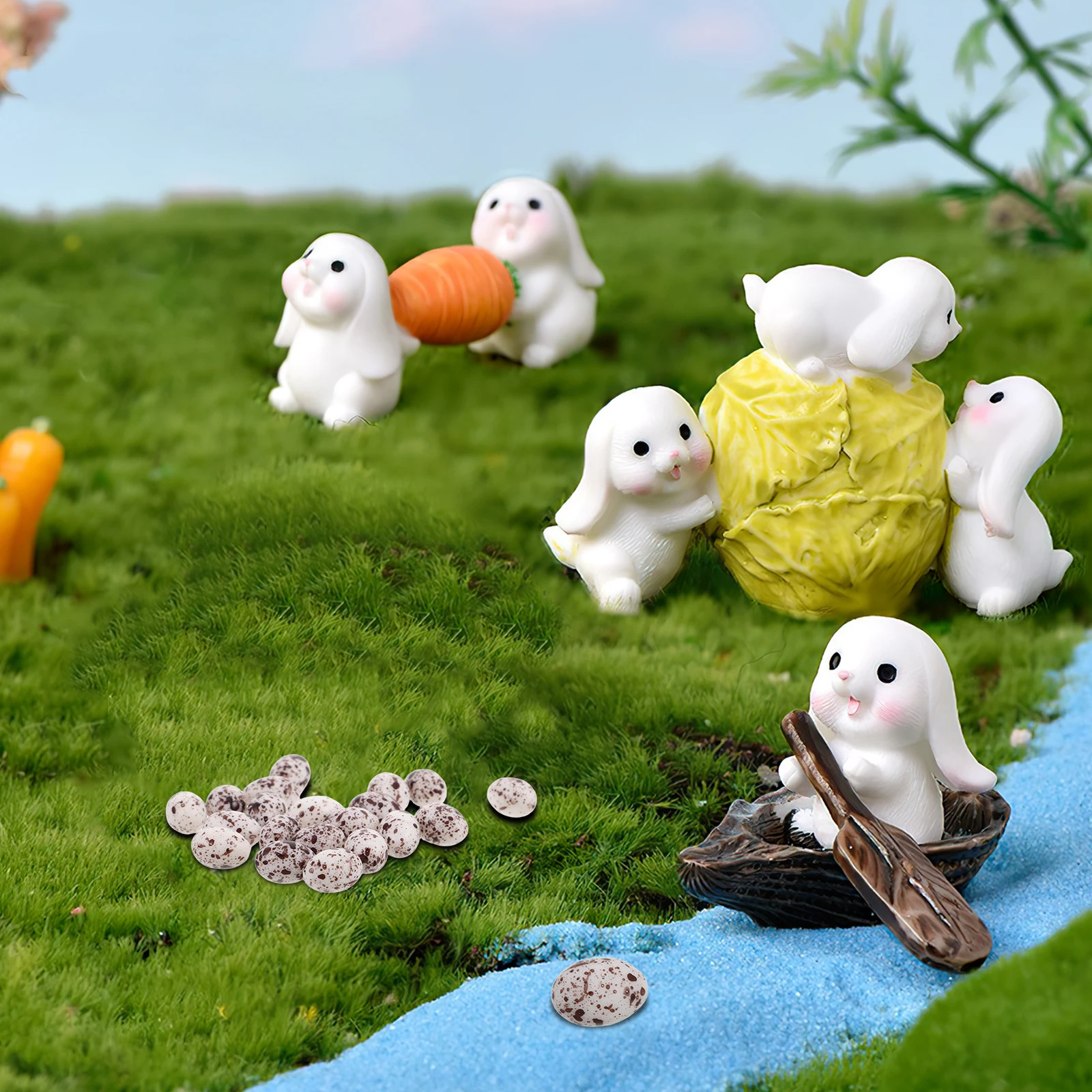 20 Buah Patung Miniatur Telur Puyuh Imitasi Patung Plastik Figur Prop Playset Massal