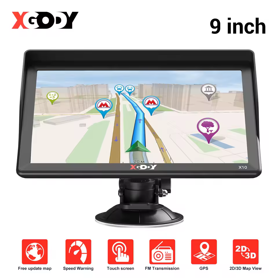 9'' XGODY 8GB Car Truck Sat Nav GPS Navigation Free Lifetime UK EU Maps Touch Screen