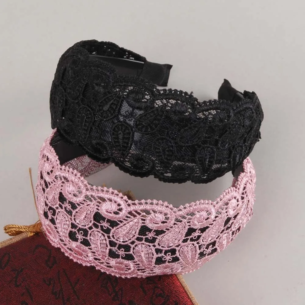 

Headwear Sweet Non Slip Hollow Flower Wash Face Headband Women Hair Hoop Korean Head Wrap Lace Hairbands