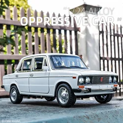 Scala 1/24 LADA modello di auto giocattolo in lega pressofuso 6 porte aperte tirare indietro suono in scala leggera modello di auto giocattoli per ragazzi regali da collezione