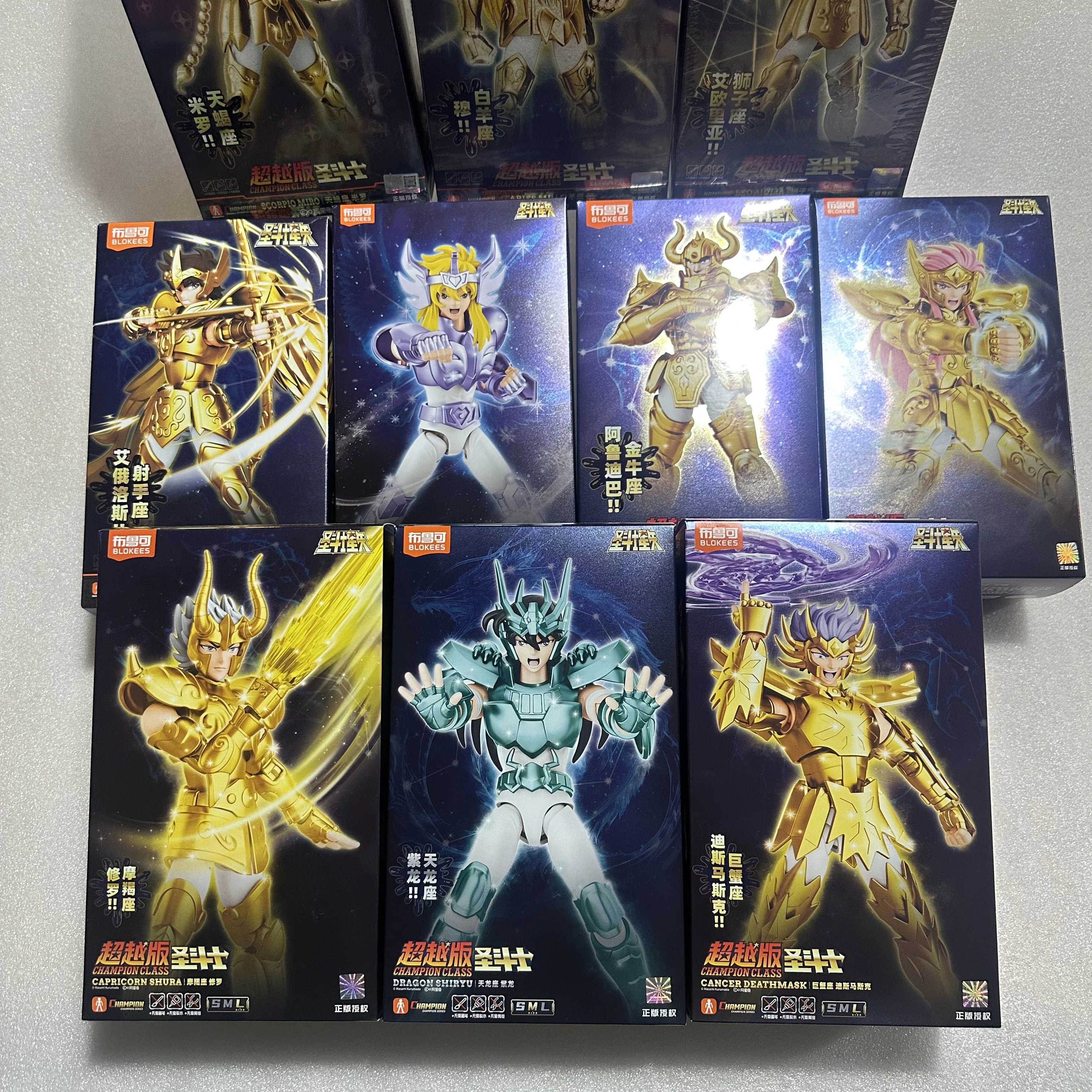 Disponibile Blokees Saint Seiya Champion Series Action Figures originali Set Dragon Shiryu Capricorno Shura Cancro Deathmask Giocattolo regalo