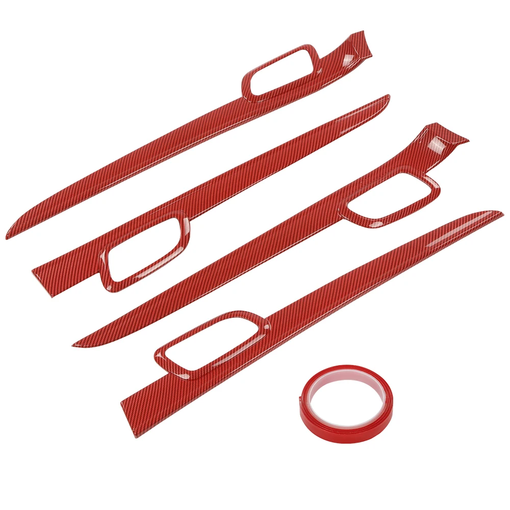 

Crossdesign 4Pcs Interior Door Handle Trim Cover Strip Red Carbon Fiber Fit for Jeep Grand Cherokee 2011-2021
