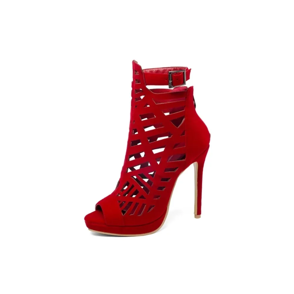 BLXQPY Super Big Size 28-52 High Heels Sandals Women Sexy Fashion Peep Toe Back Zip Summer Style Platform Sandals 19-155