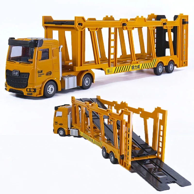 High simulation plastic large double-layer transport vehicle model,engineering trailer toys,Excavator and roller toys,wholesale