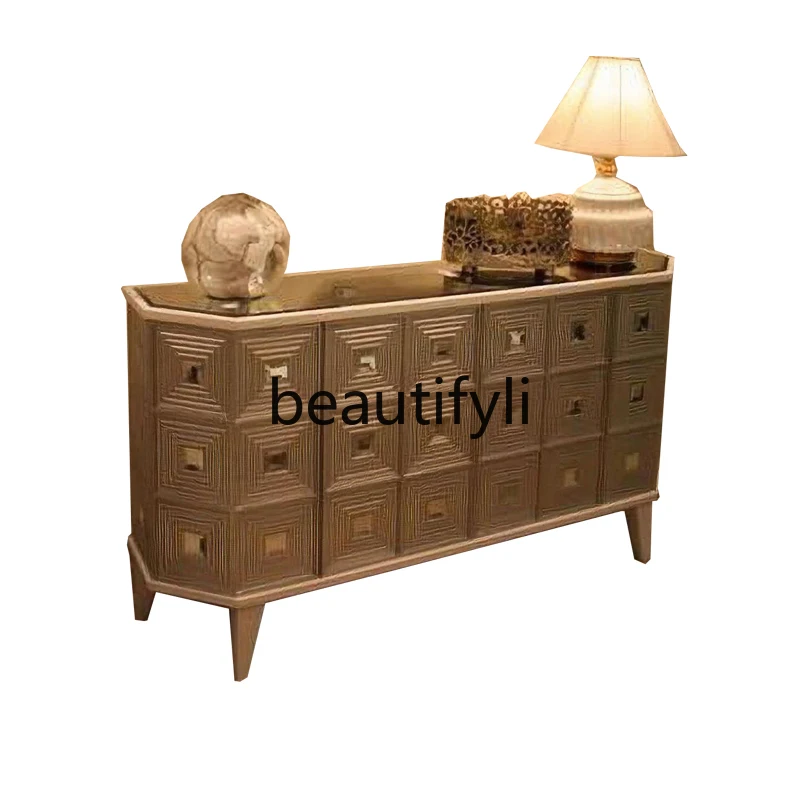 

French neoclassical light luxury entrance cabinet creative living room partition cabinet shoe cabinet solid wood customization