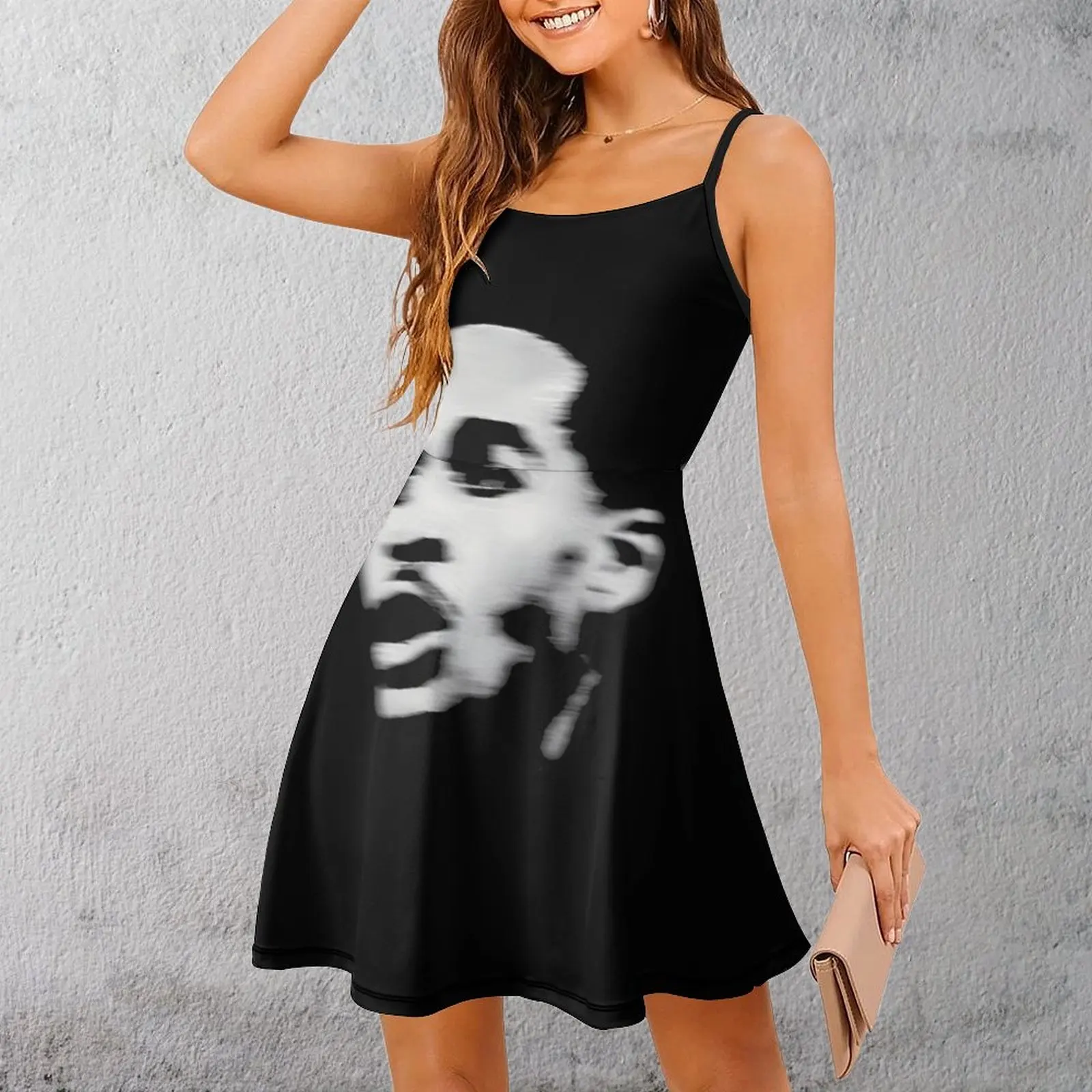 

Sexy Abstract Face Art Women's Sling Dress Funny Geek Parties Woman's Dress Strappy Dress Creative