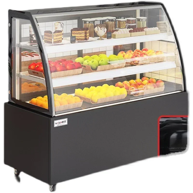 53cqyCake Refrigerated Display Commercial Glass Fruit Cooked Dessert Freezer Air Cooling Table Fresh Cabinet