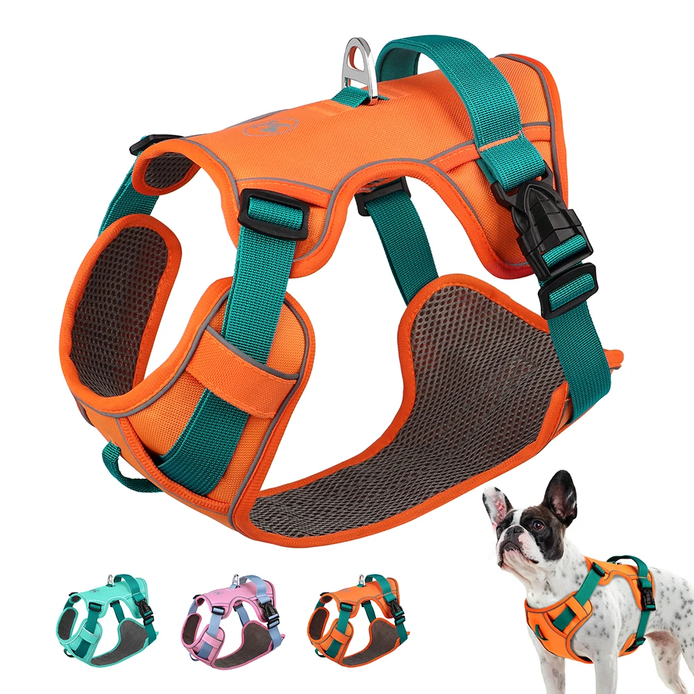 

Mesh Breathable Dog Harness Nylon Reflective Dog Harnesses Vest Durable Pet Training Vest Adjustable for Small Medium Large Dogs