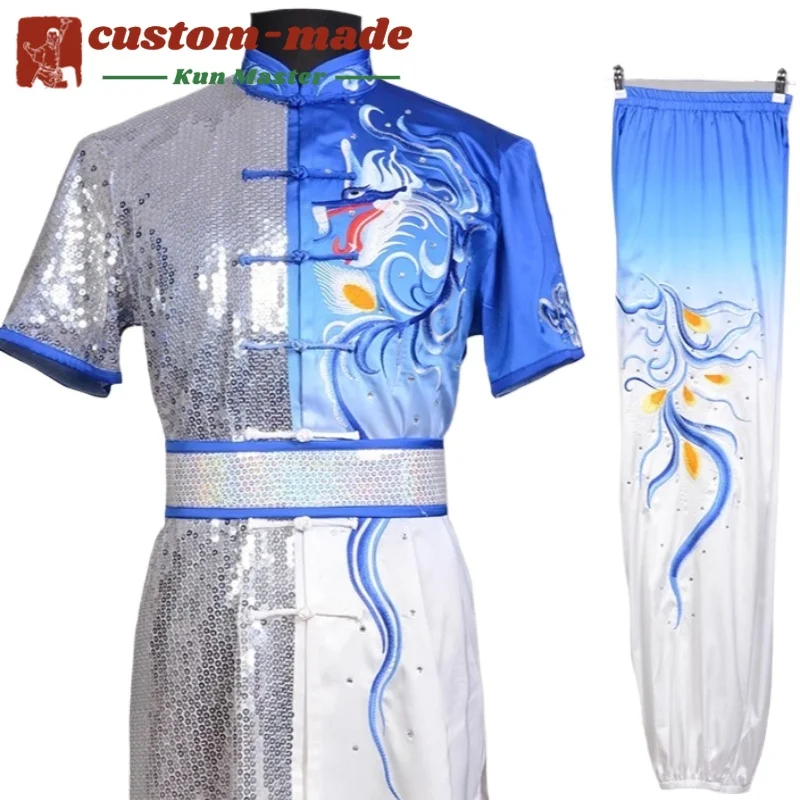 Custom Martial Arts Uniform Kung Fu Suit with Dragon Embroidery Southern Fist Long Fist Reinforced for KungFu Forms Competition