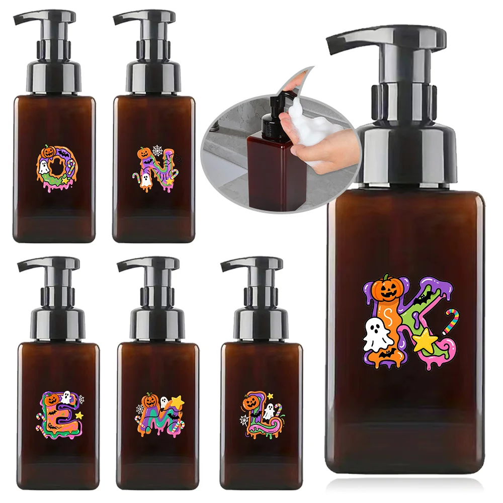 

450ml Press Type Foam Soap Dispenser Plastic Shower Gel Shampoo Bottle Large Capacity Refillable Pump Bottle Candy Pattern