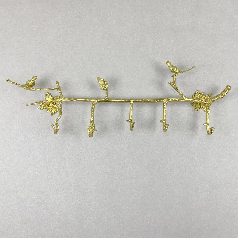 Light luxury vintage brass bird towel rack, bathroom perforated bath towel rack, wall-mounted decoration
