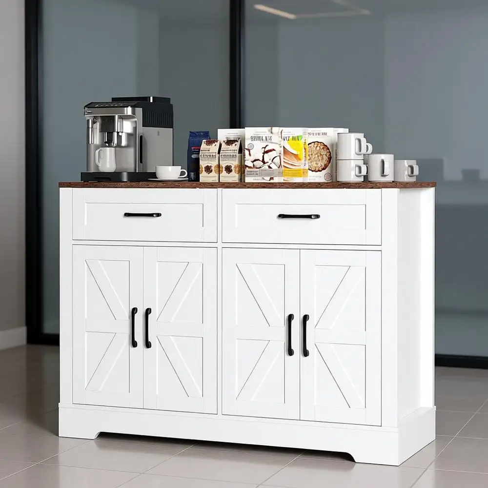 

Белый шкаф для хранения в деревенском стиле с ящиками и полками для кухни, гостиной и прихожей