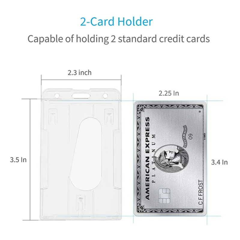 Funda transparente para tarjetas, insignia de plástico duro multiusos, soporte para tarjetas de identificación, funda protectora transparente, bolsa para tarjetas de identificación de doble cara, 1 ud.