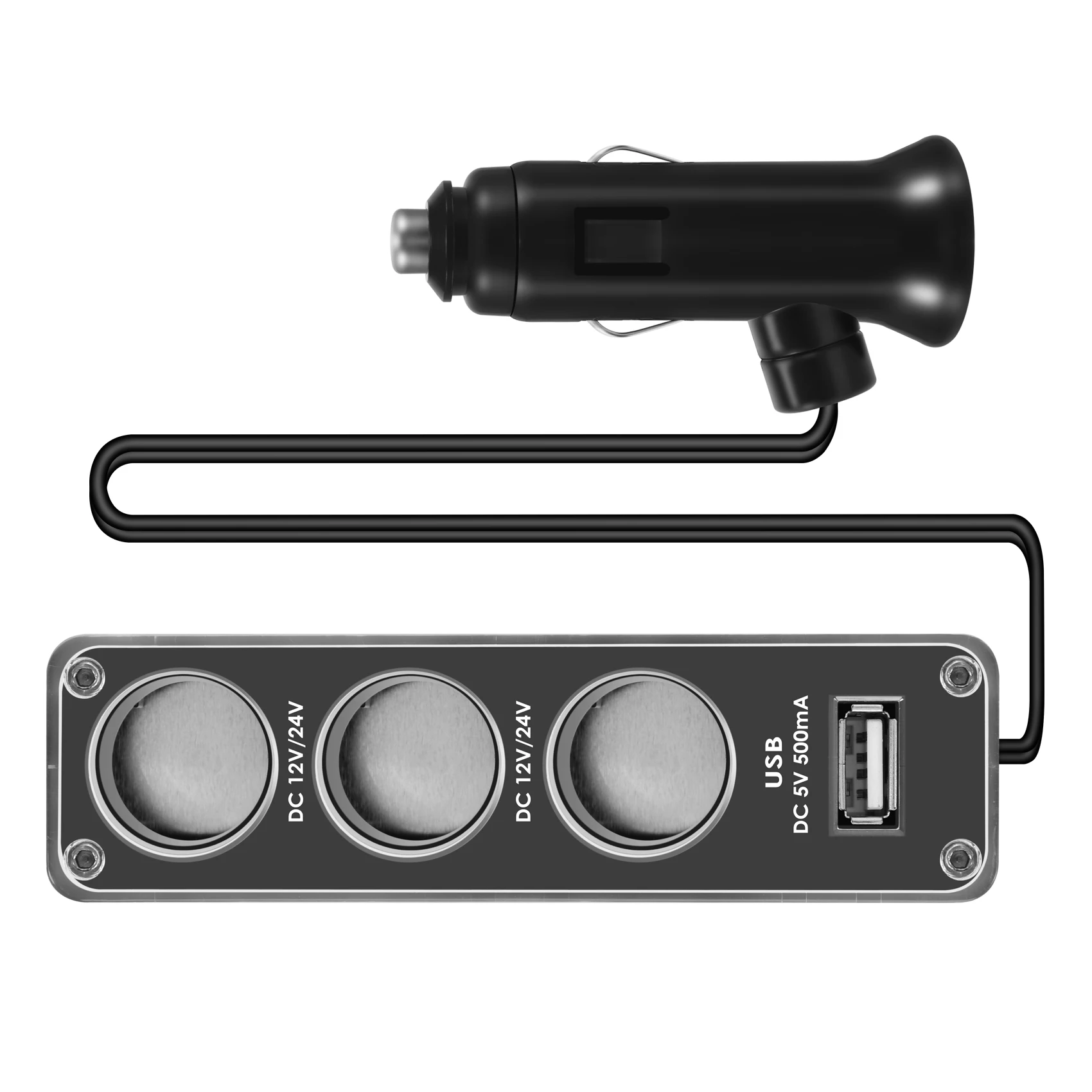 Новый 3-ходовой многоканальный разъем для автомобиля, комбинезон CIGARETTE LIGHTER, USB-разъем, зарядное устройство, 12 В/24 В постоянного тока, тройной адаптер с USB-портом