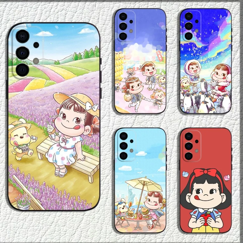 Fujiya-Milky Peko-Chan Phone Case For Samsung Galaxy A13,A21s,A22,A31,A32,A52,A53,A71,A80,A91 Soft Black Shell