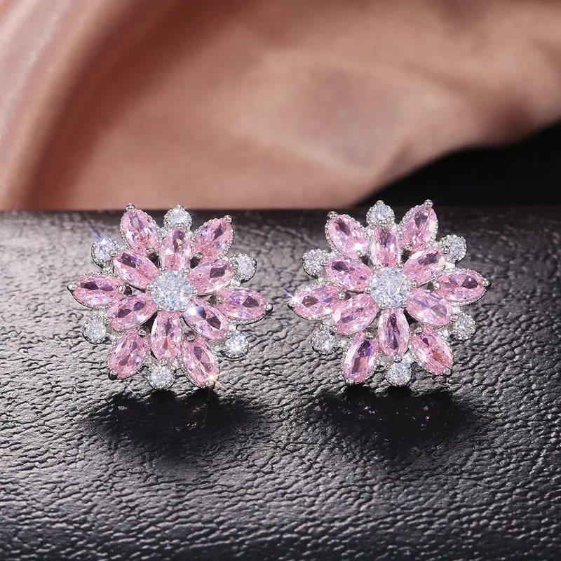 Crystal Earrings Stable Sunflower Ear S Korean  Jewelry Comfortable Silver Alloy Earrings For Holiday Events Office Work