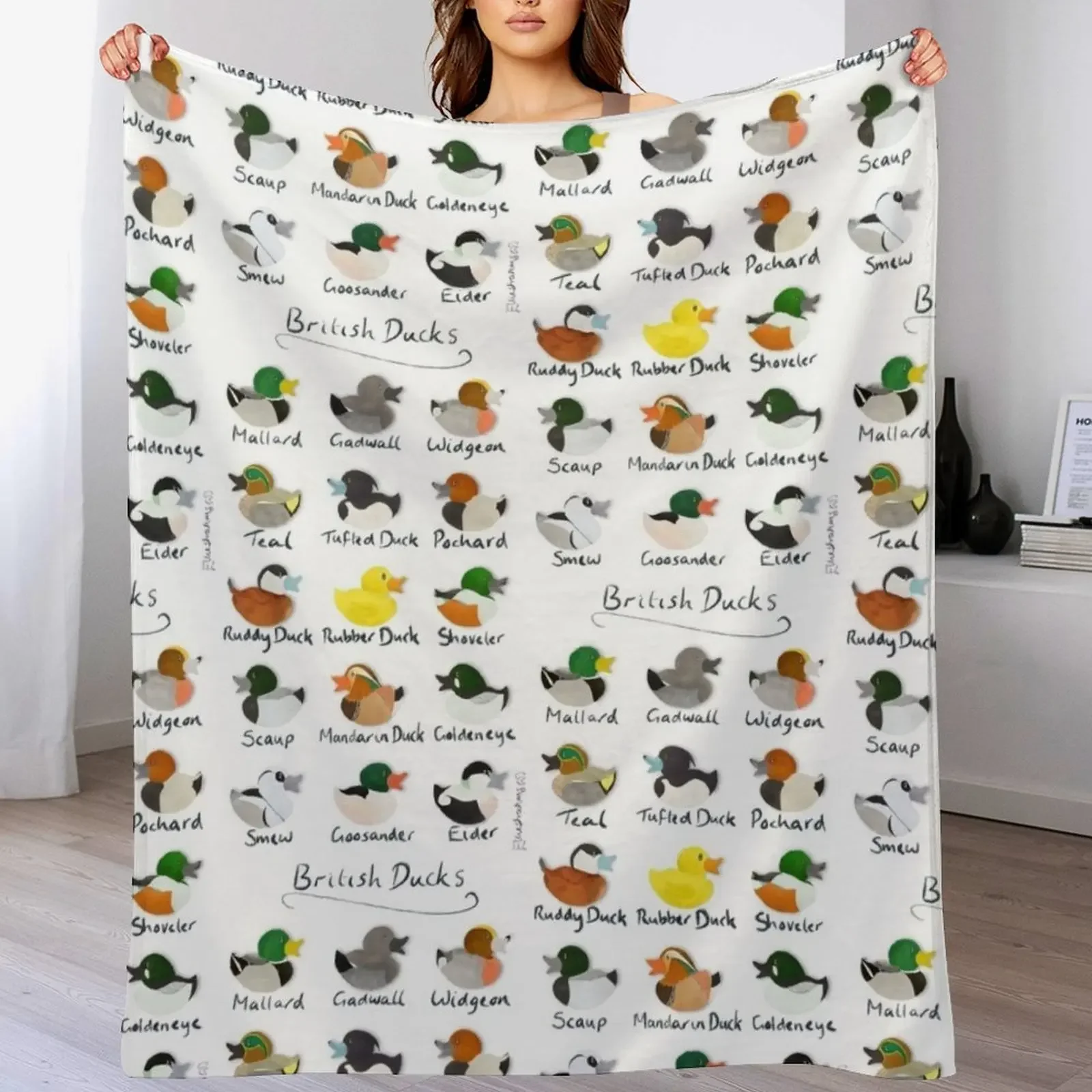 Guide to British Ducks Throw Blanket Fuzzy Plush Throw Blanket for Sofa Chair