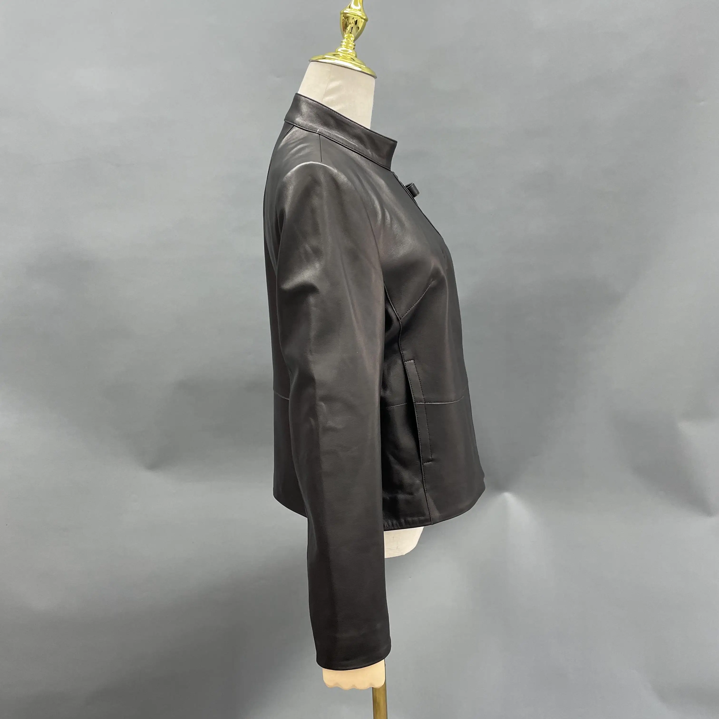 Manteau en cuir de mouton véritable pour femme, vestes courtes noires pour moto, 100% naturel