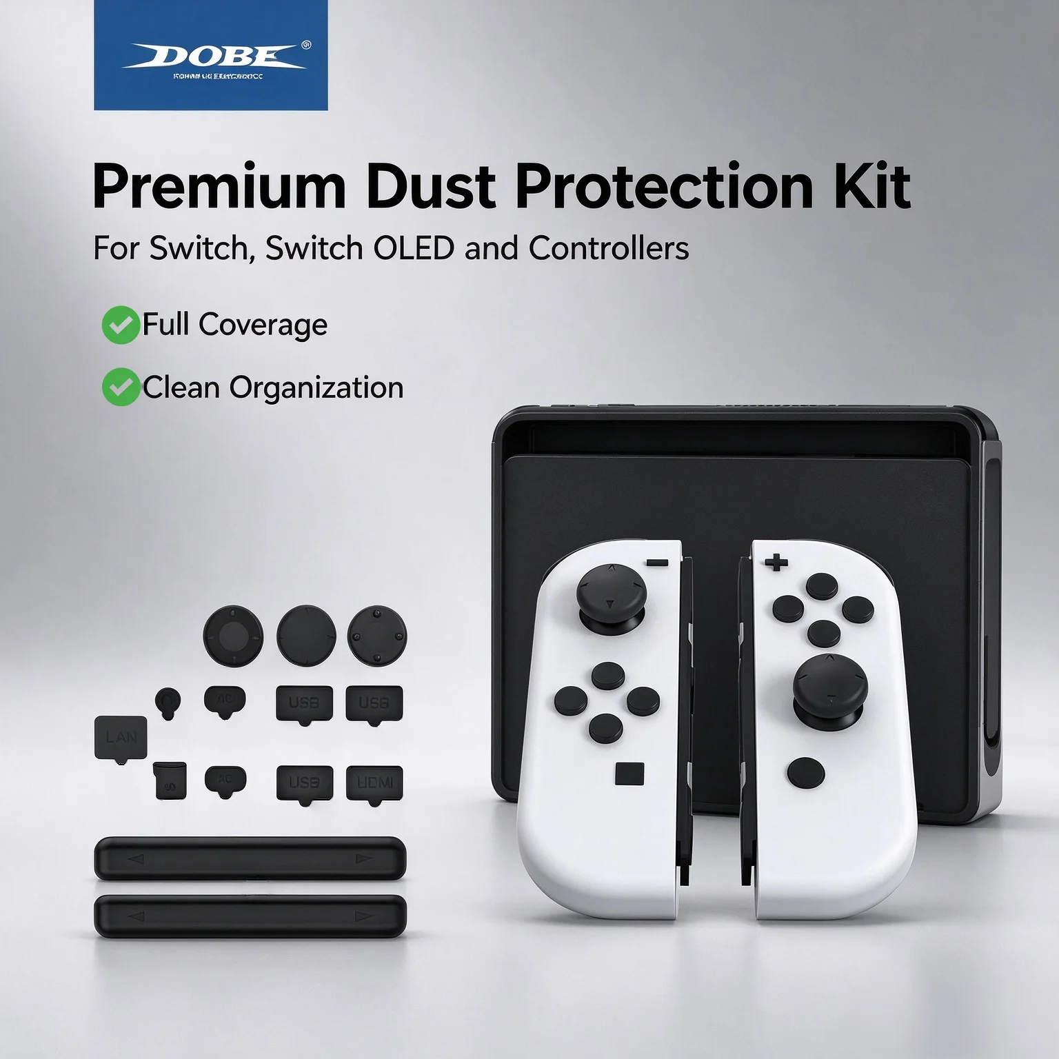 Soft Silicone Port Protector for Switch/Switch OLED 14PCS Anti-Dust Plug Set HDMI USB AC LAN SD Headphone Dock Grip Slide Guard