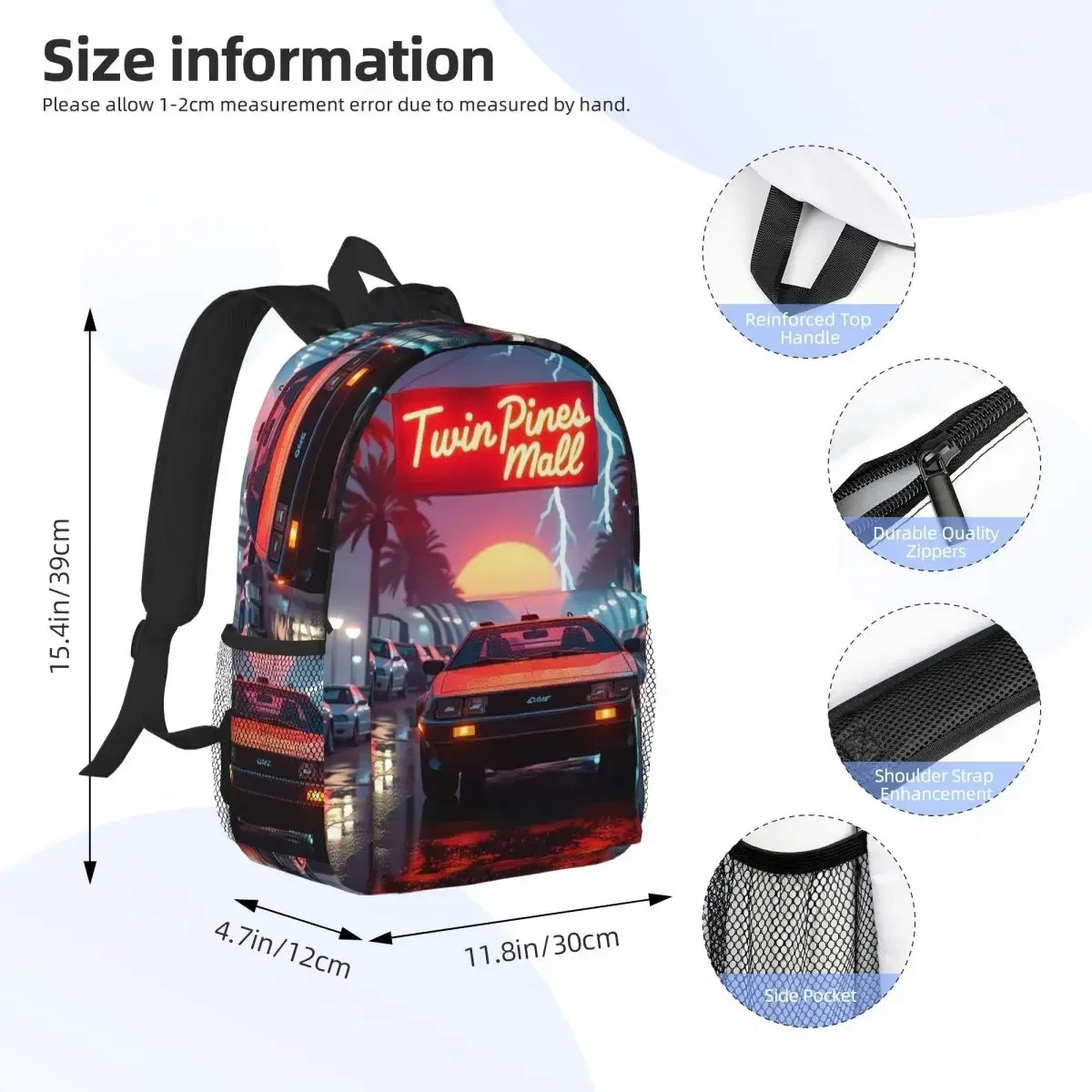 DeLorean Time Machine Back To The Future Backpack Hot Sale Daypack Boys Girls BookBag Shoulder Bags for Men Women School Bag