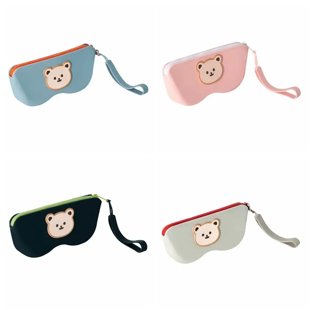 Waterproof Silicone Eyeglasses Case Cartoon Bear Multifunctional Small Items Bag Coin Purse Dustproof Sunglasses Pouch Travel