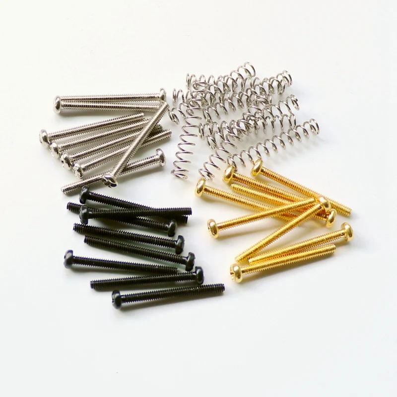 Donlis 10 juegos 2,4mm 3-48 rosca estándar de EE. UU. LP Humbucker tornillos para pastilla de guitarra con resortes para ajuste de altura