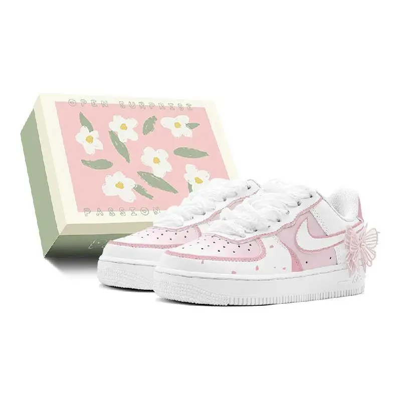 

[Нестандартная S-BOX для подростков-бабочек] Низкий скейтборд Nike Air Force 1 Air Force 1, весенний обновленный девичий стиль с жемчужным бантом и низким верхом Sh