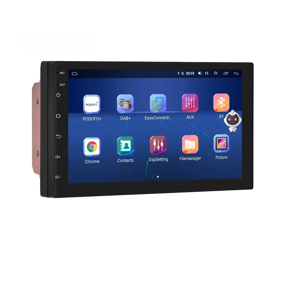 Podofo 2 Din 7 Inch QLED Screen Player AI Car Carplay 8+128G Android Car Radio Stereo WIFI&4G SIM Card Wired Android Auto DSP EQ